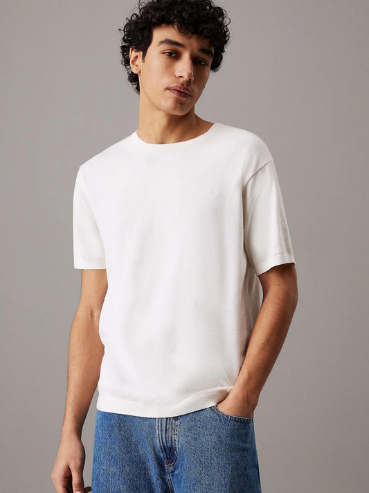 T-Shirt Calvin Klein in maglia con ricamo tono su tono uomo