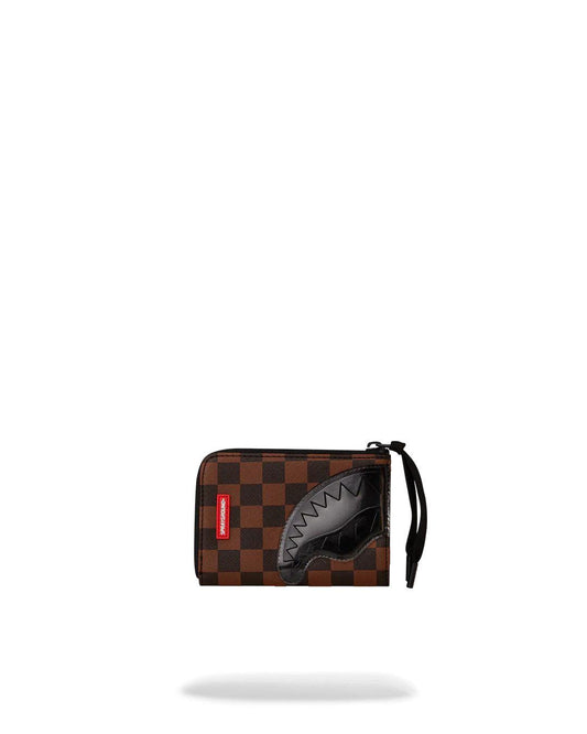 Portafoglio Sprayground marrone shark in paris clear for takeoff zip-out wallet