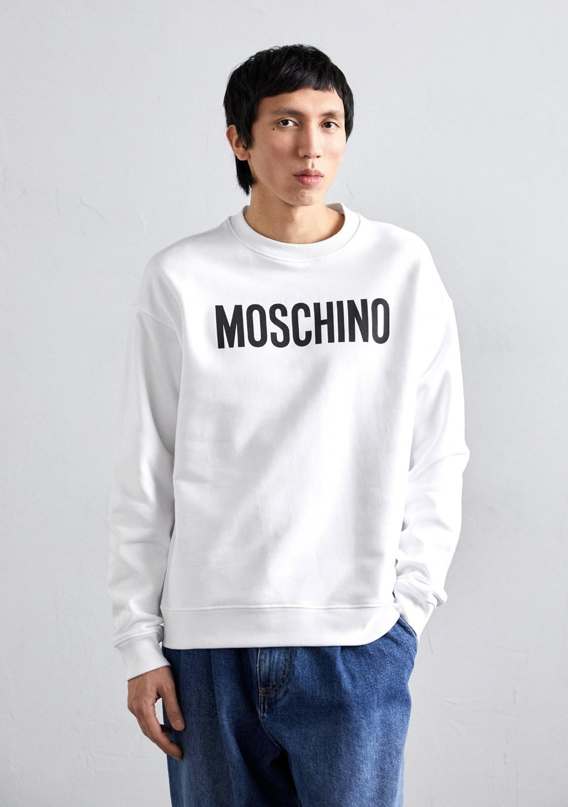 Felpa Moschino girocollo logata uomo