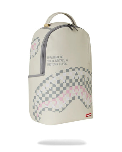 Zaino Sprayground bianco cream check shark central backpack