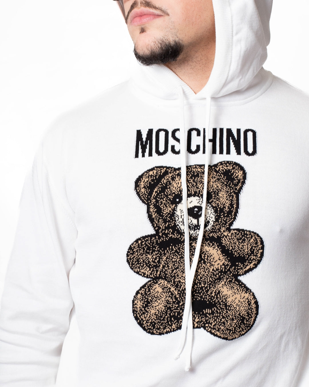 Maglia Moschino con cappuccio e intarsio "Teddy Bear" uomo