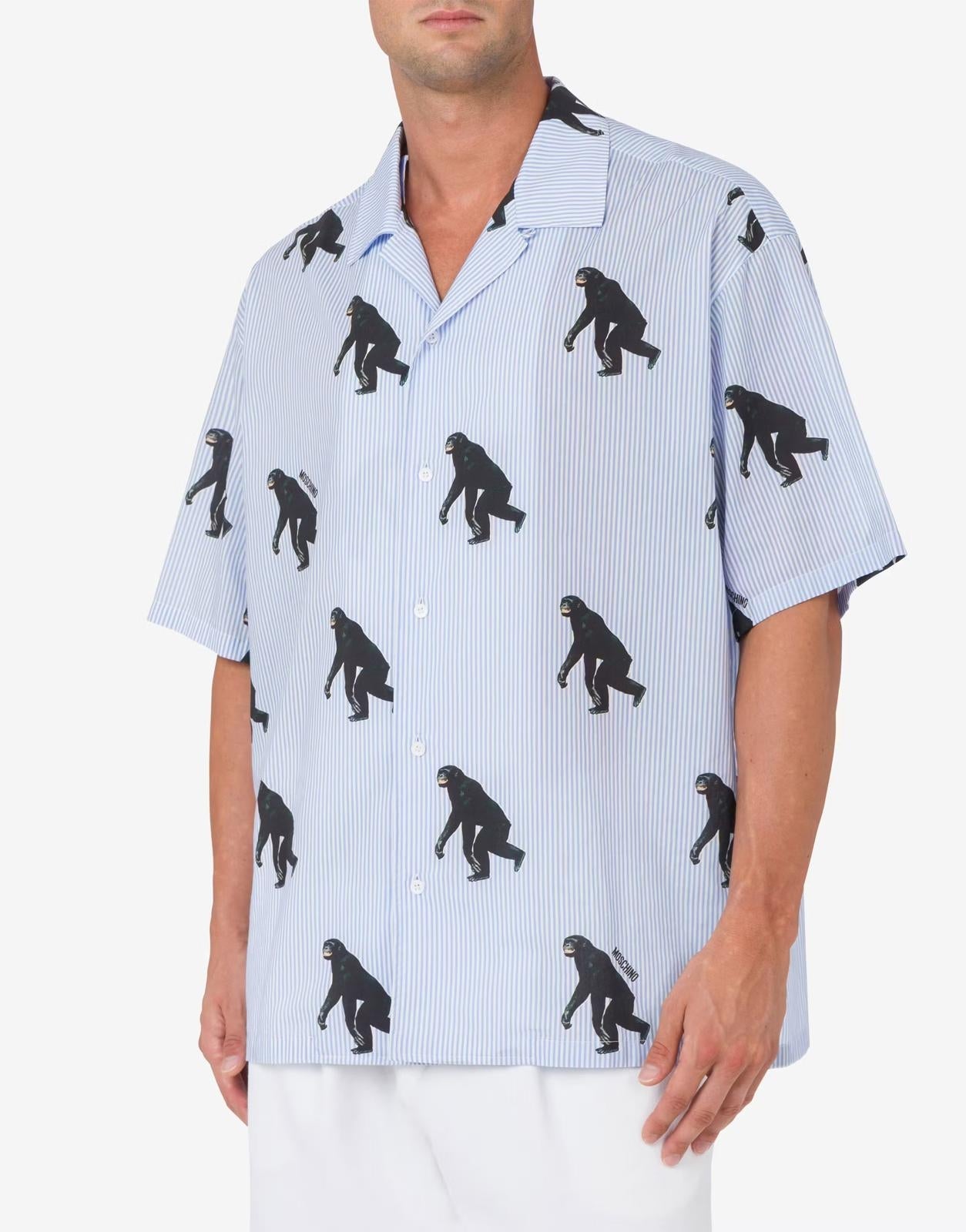 Camicia Moschino in popeline "Chimpanzee Print" uomo