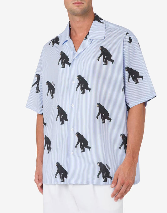 Camicia Moschino in popeline "Chimpanzee Print" uomo