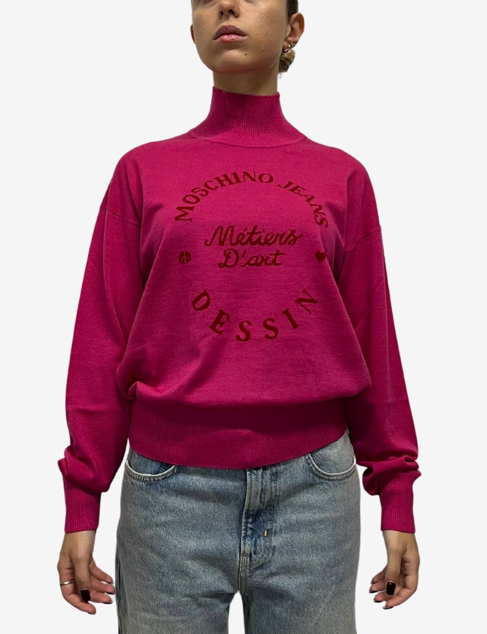 Maglia Moschino Jeans lupetto con intarsio donna