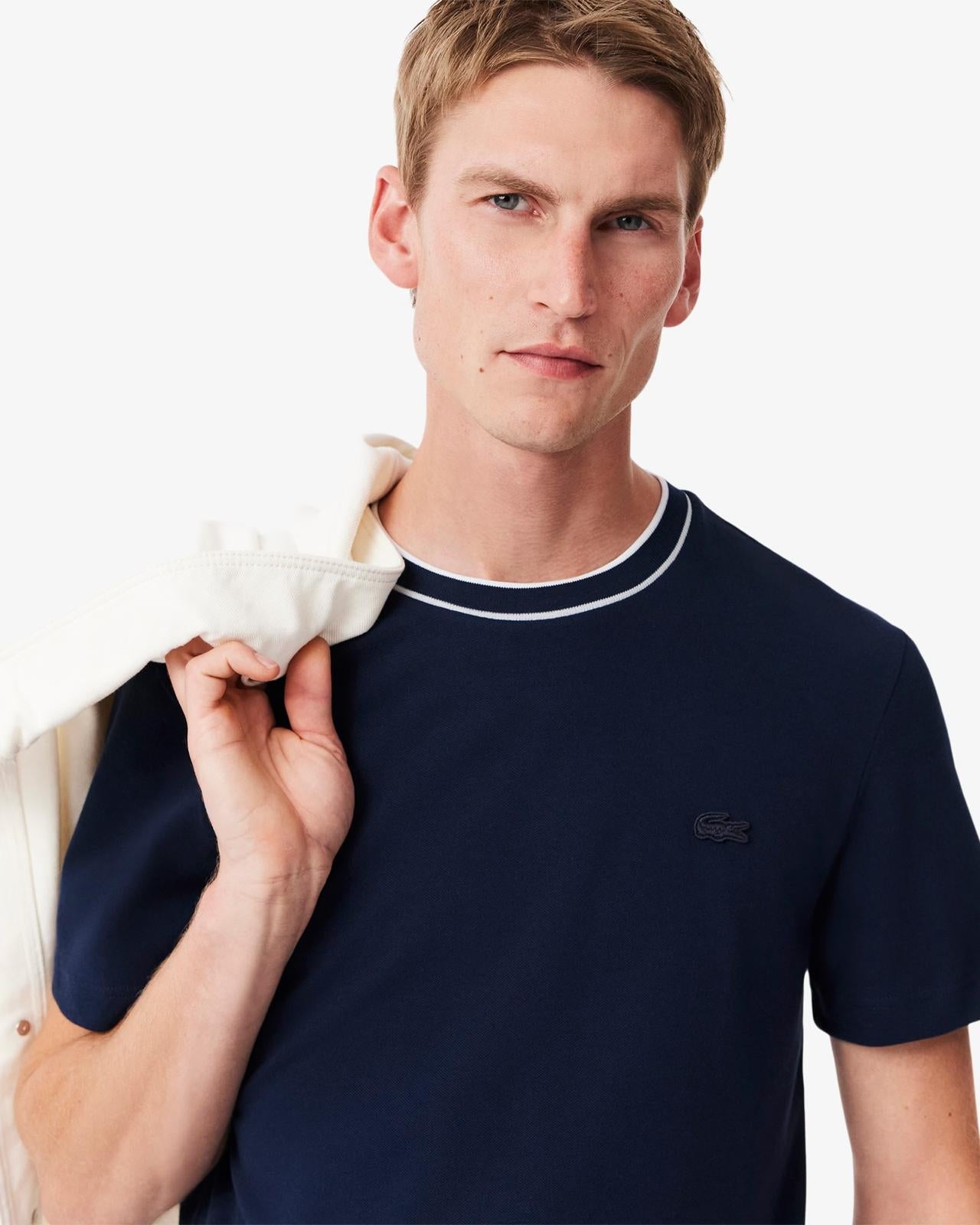 T-Shirt Lacoste con girocollo a righe uomo