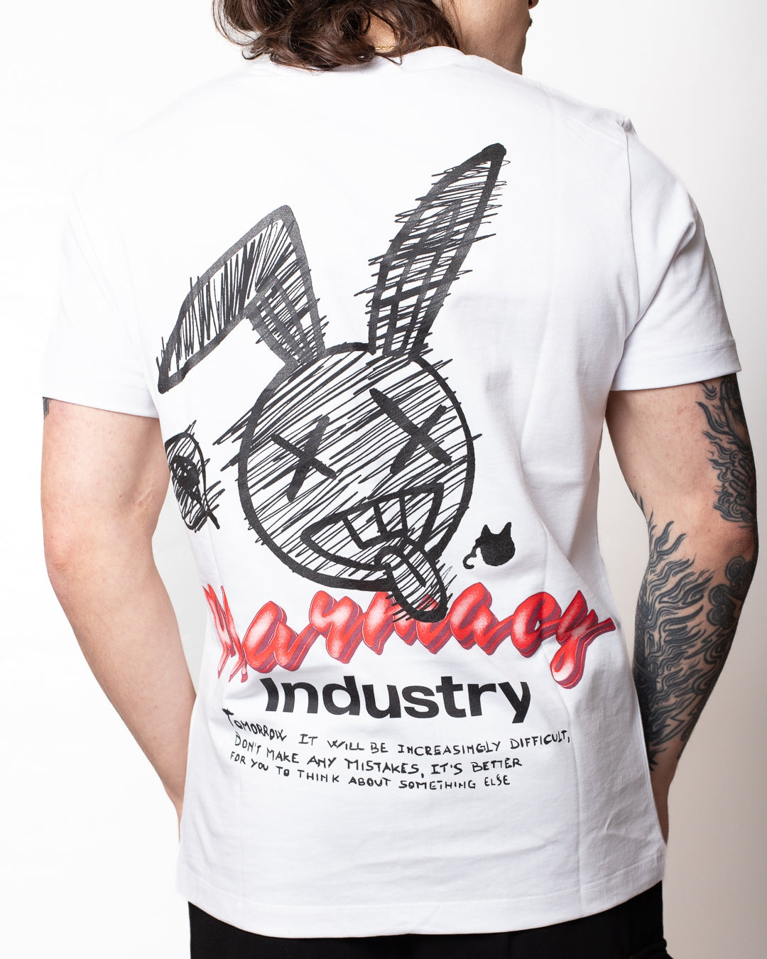 T-Shirt Pharmacy Industry stampa Bunny logata uomo