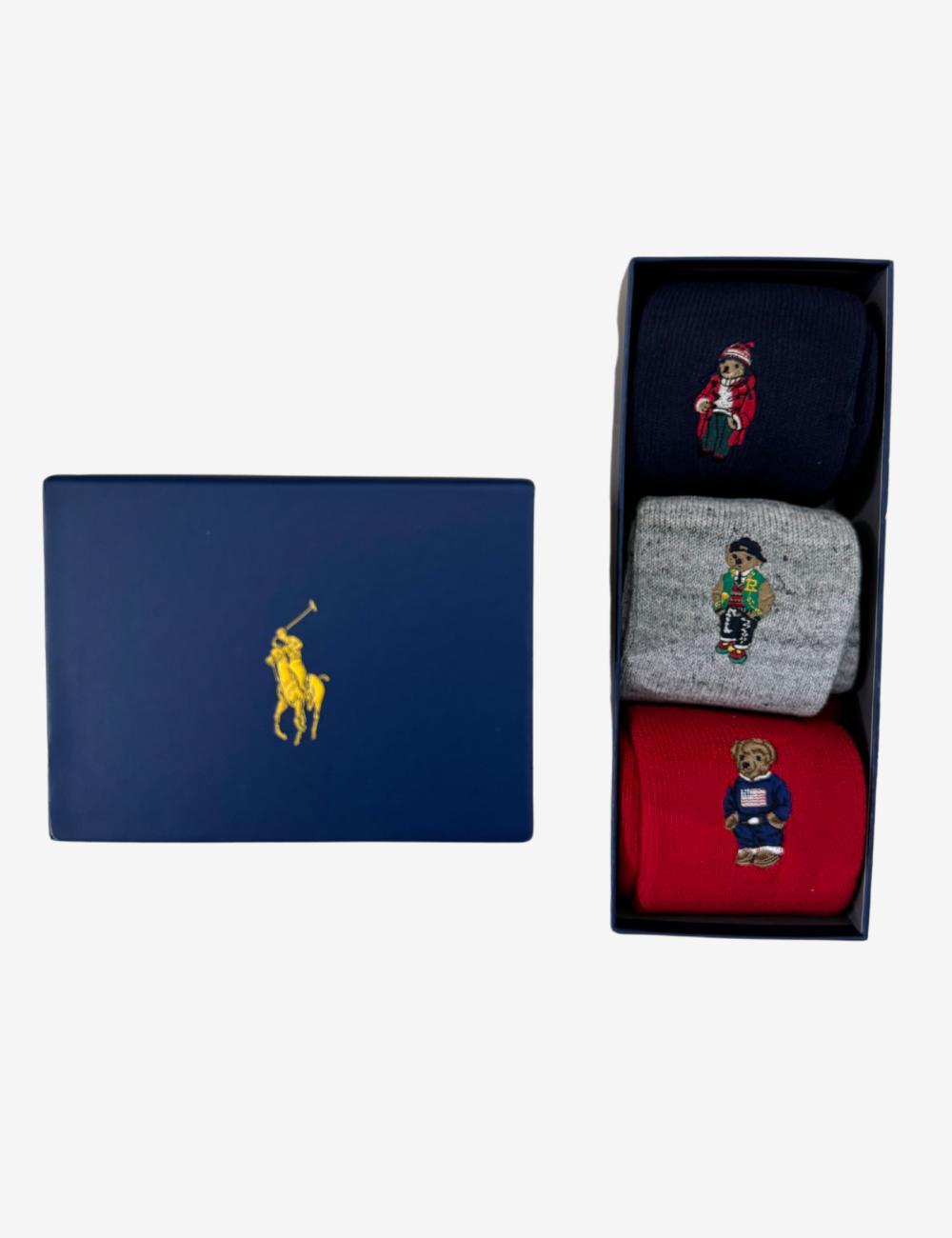 Calze Polo Ralph Lauren tri-pack imbottite "Polo Bear"