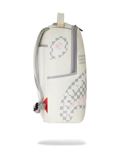 Zaino Sprayground bianco cream check shark central backpack