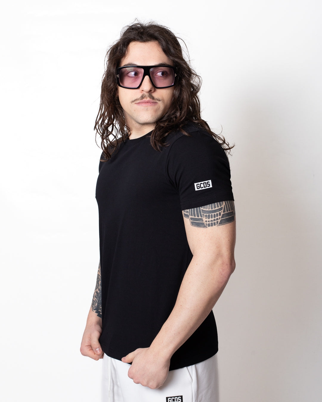 T-Shirt GCDS classic fit con logo a contrasto uomo