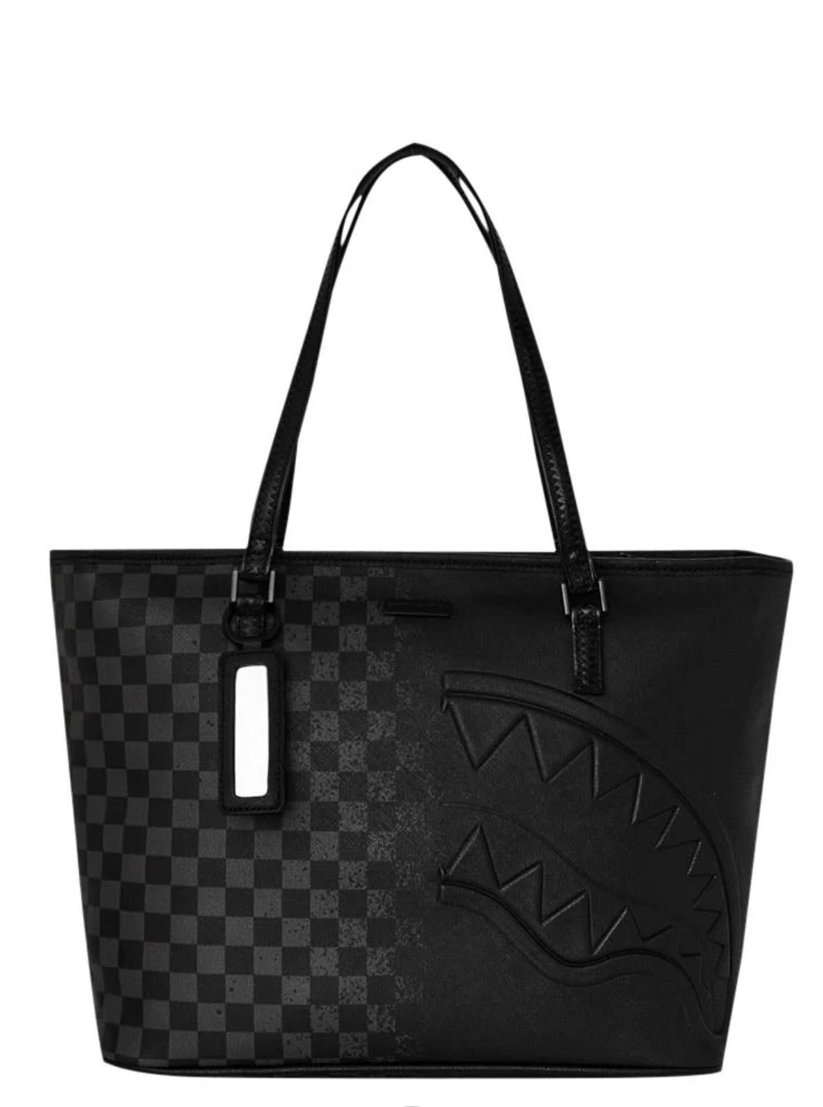 Borsa Sprayground nero half spritz black/grey check tote