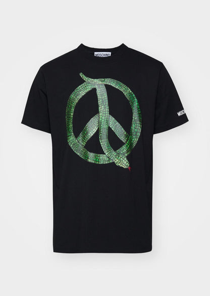 T-Shirt Moschino girocollo con maxi stampa "Sign of Peace" uomo