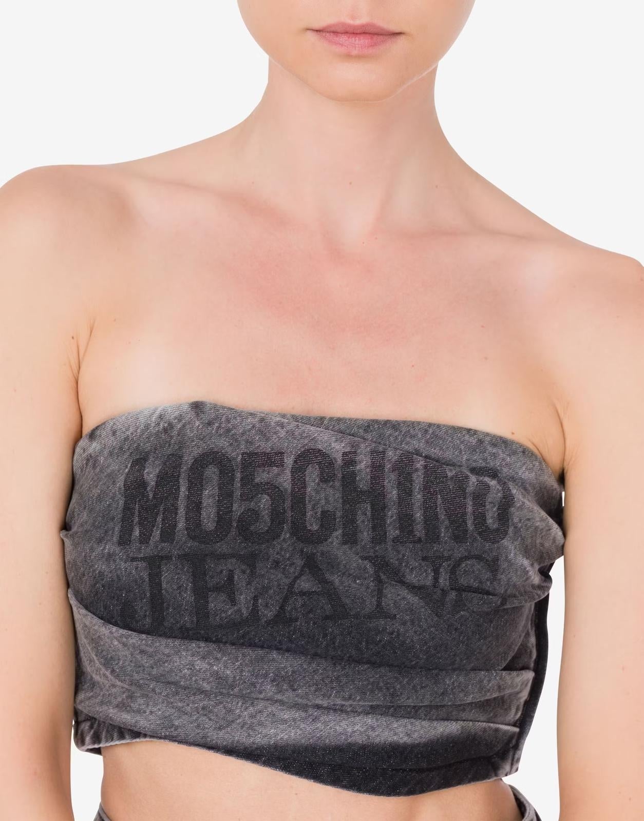 Top Moschino Jeans in denim con logo donna