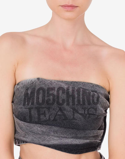 Top Moschino Jeans in denim con logo donna