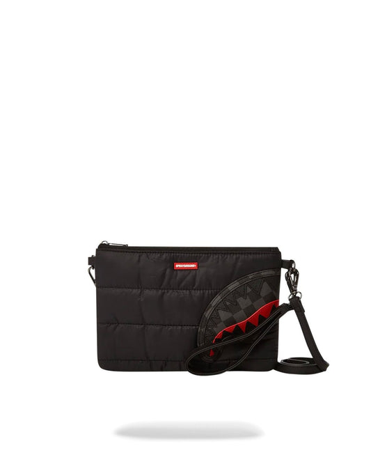 Pochette Sprayground nero black puffer grey check clutch con tracolla