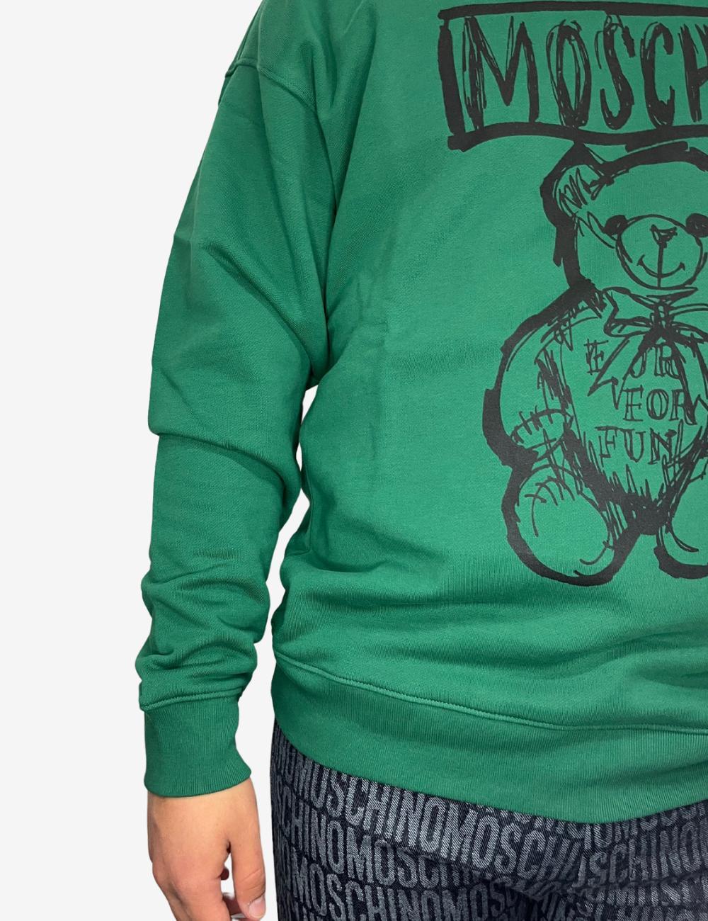 Felpa Moschino girocollo con maxi logo Draw Teddy Bear uomo