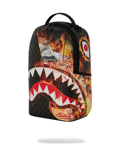 Zaino Sprayground nero shark fire check dlxsv backpack