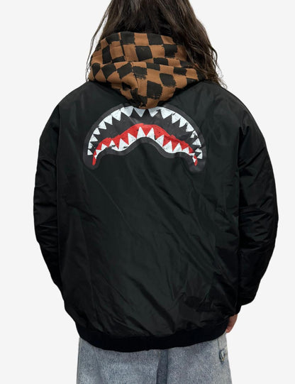 Piumino con cappuccio in felpa e stampa shark SPRAYGROUND