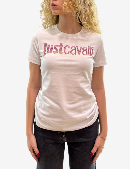 T-Shirt Just Cavalli logata con strass donna