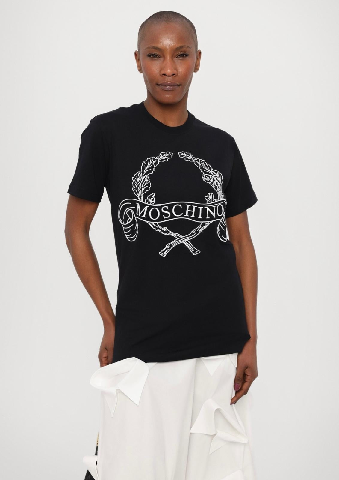 T-Shirt Moschino con maxi ricamo "Laurel Crown"