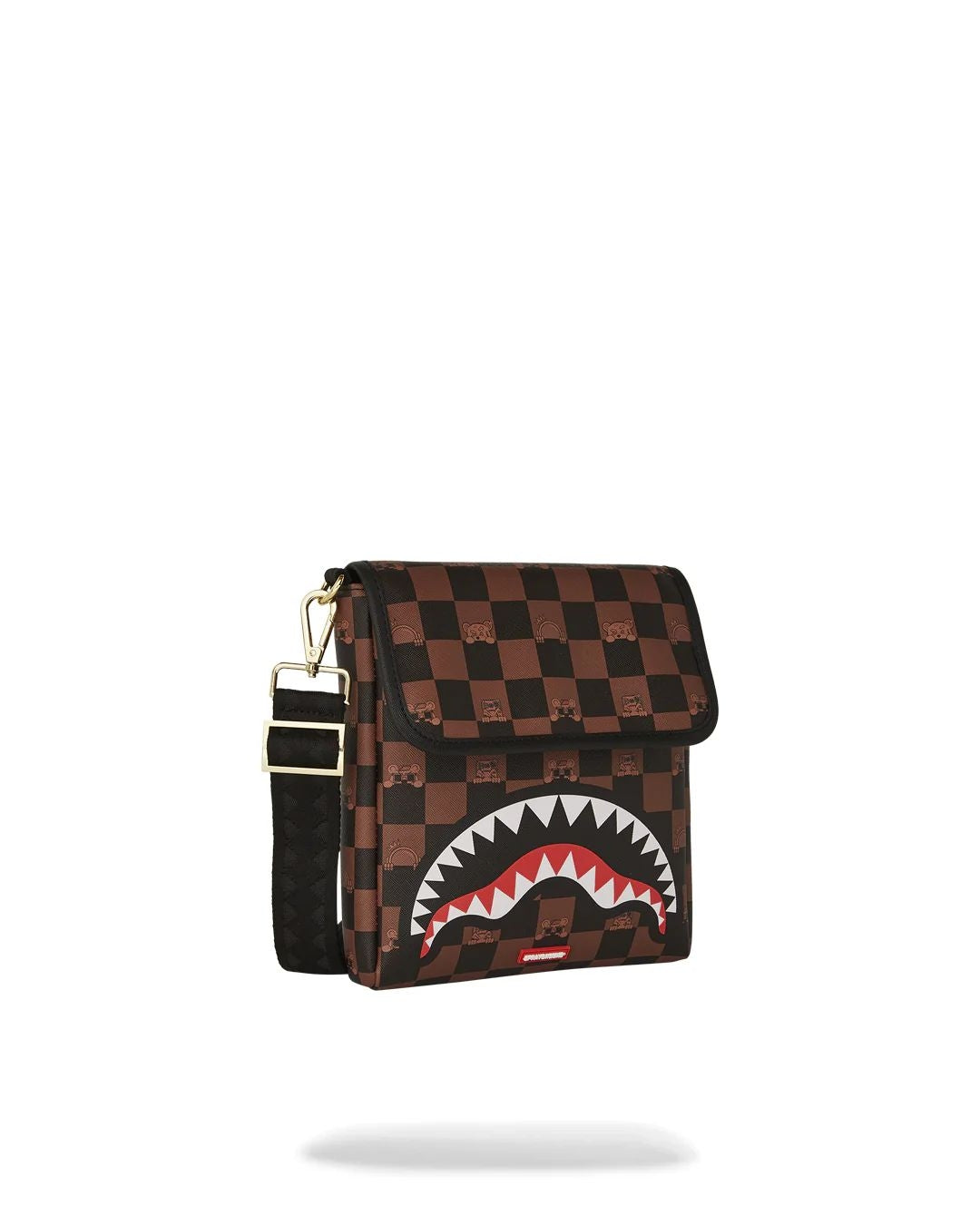 Tracolla Sprayground marrone peeking character check messanger sling