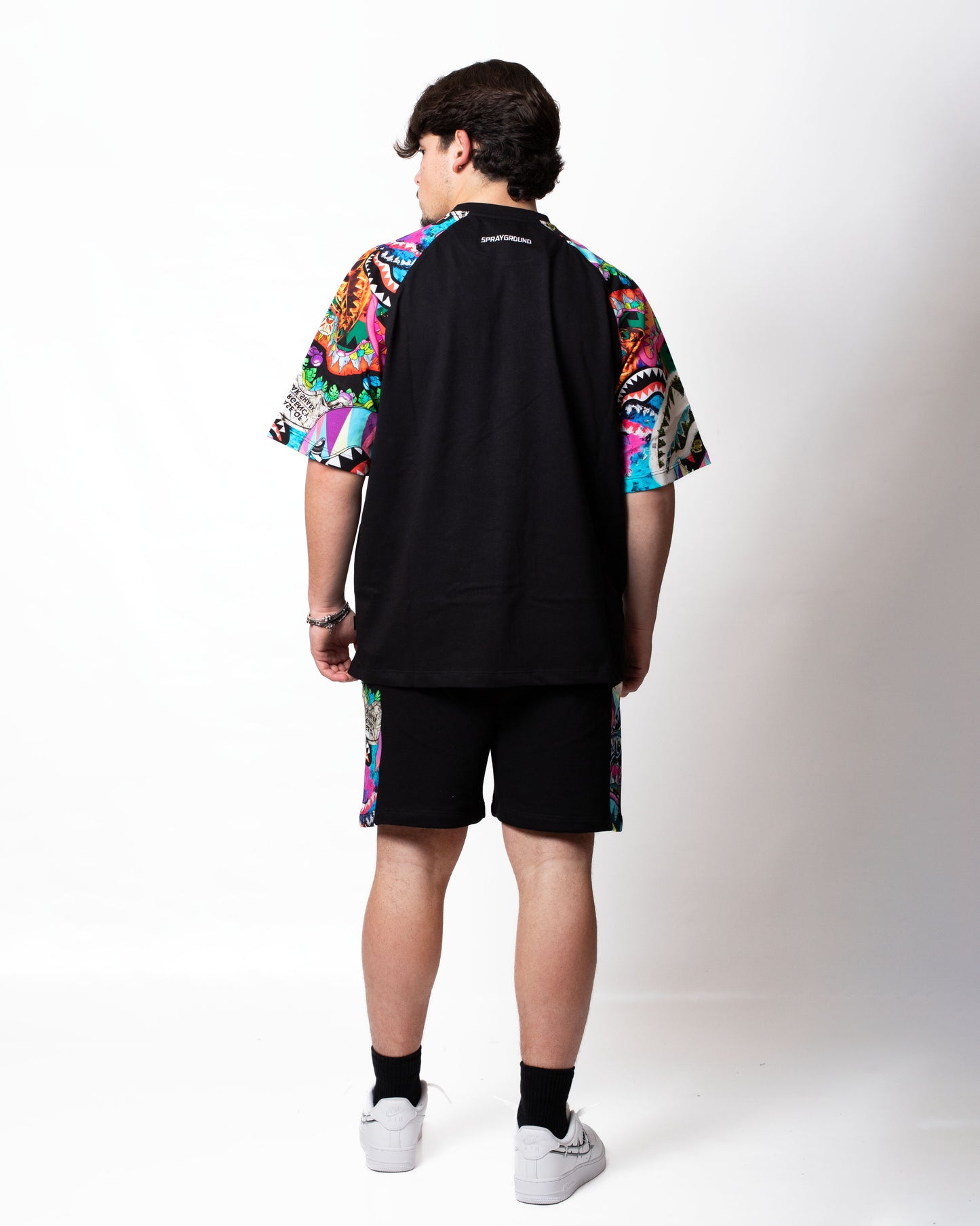 Shorts Sprayground "All the Shark Raglan" in felpa