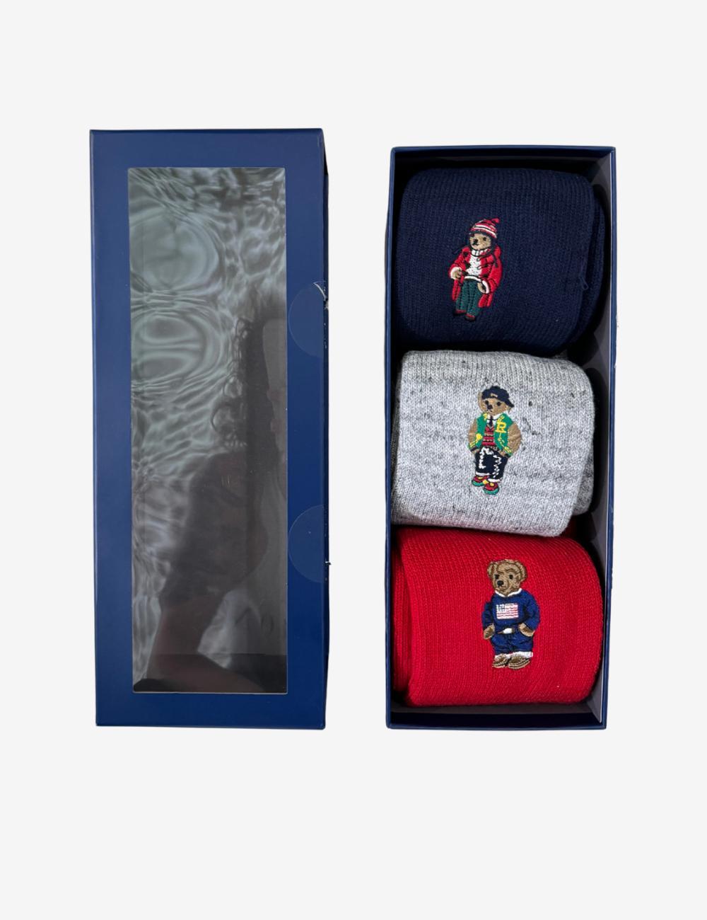 Calze Polo Ralph Lauren tri-pack imbottite "Polo Bear"