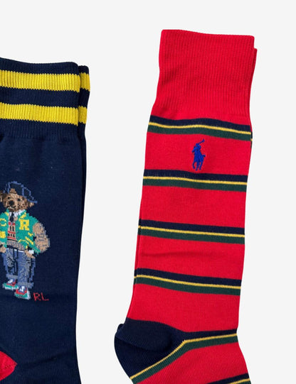 Calze Polo Ralph Lauren tri-pack "Polo Bear" e righe