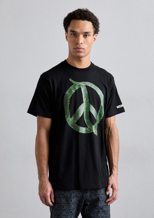 T-Shirt Moschino girocollo con maxi stampa "Sign of Peace" uomo