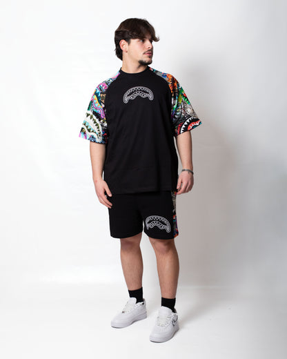 Shorts Sprayground "All the Shark Raglan" in felpa