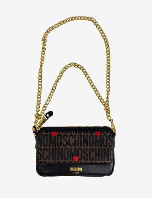 Borsa Moschino con cuori ricamati e tracolla donna