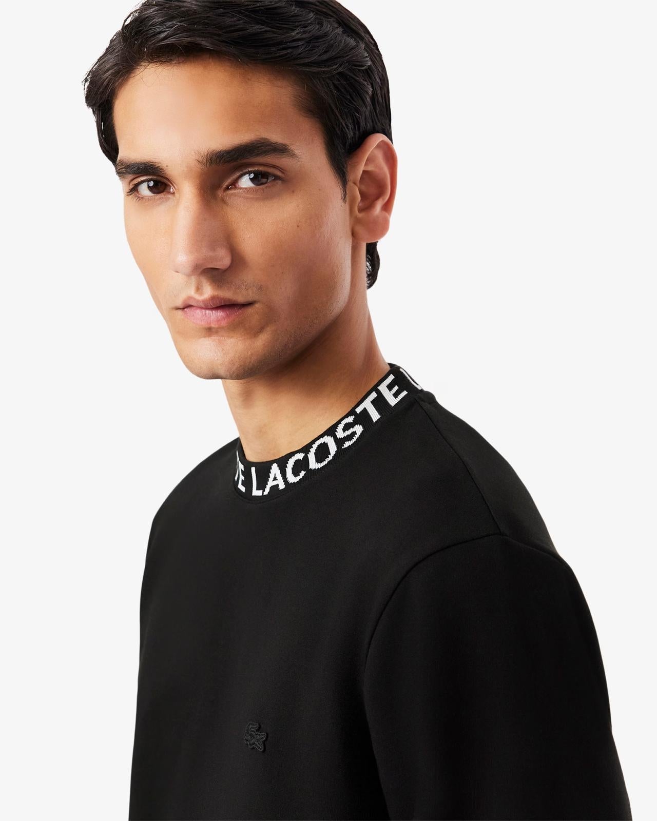 Felpa Lacoste con girocollo con logo jacquard uomo