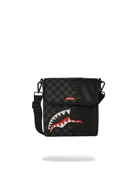 Tracolla Sprayground nero unfinished shark messanger sling