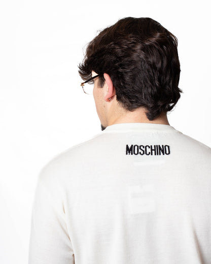 Maglia Moschino girocollo e intarsio "Sign of Peace" uomo