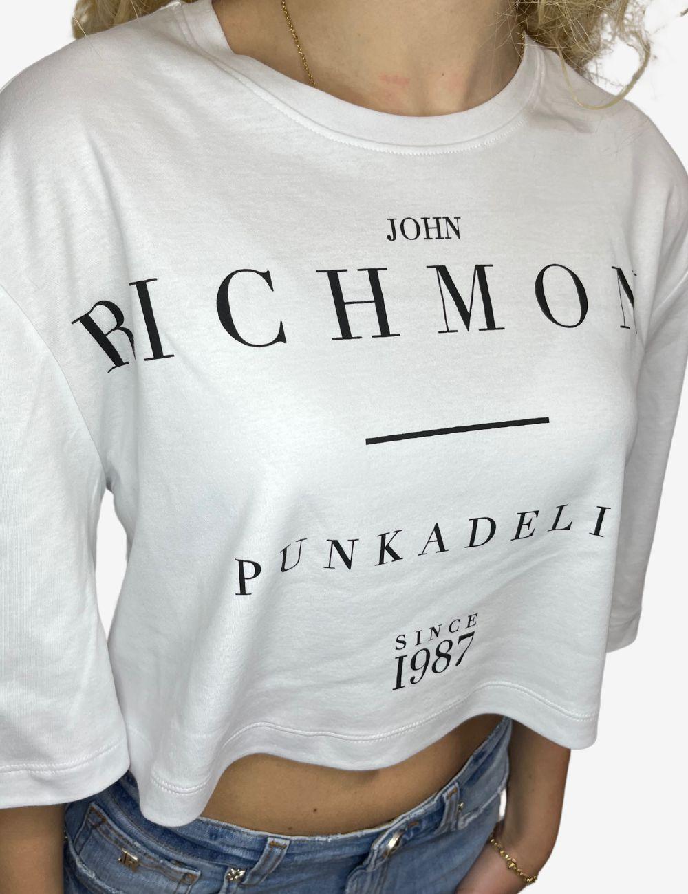 T-Shirt John Richmond crop con stampa donna