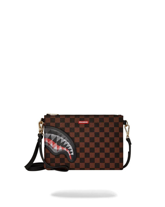 Pochette Sprayground marrone lenticular effects crossover clutch con tracolla