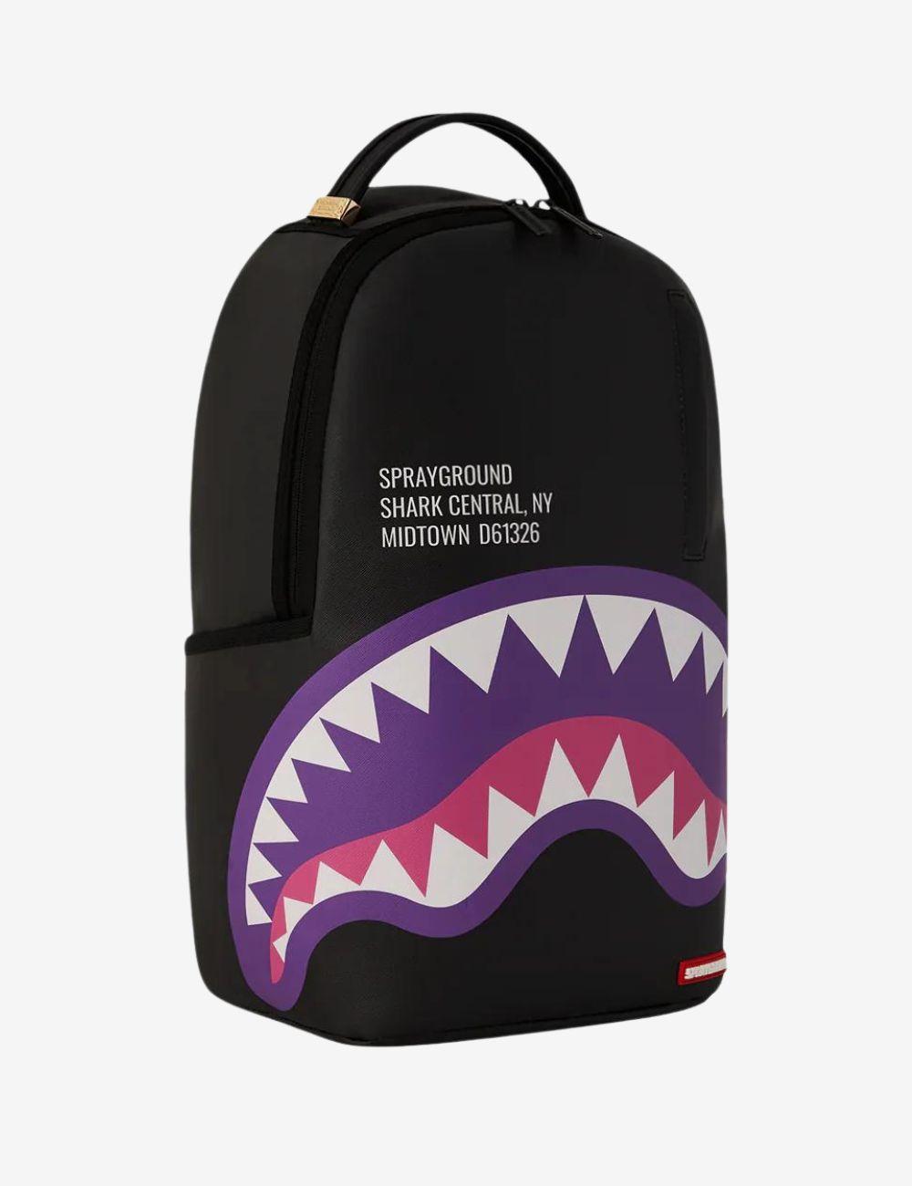 Zaino Sprayground nero shark central purple dlxsv backpack