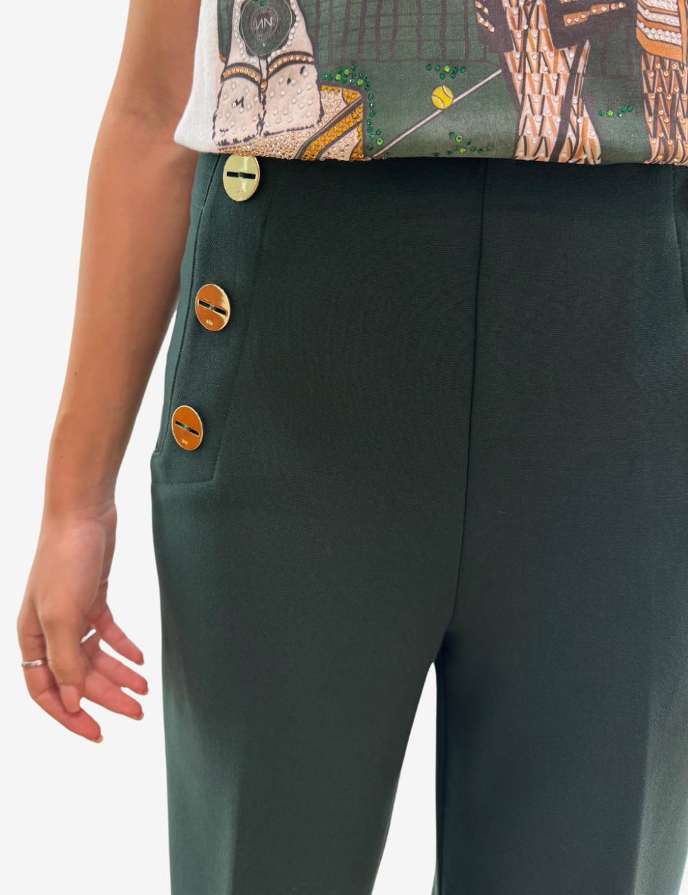 Pantalone Nenette a palazzo con bottoni oro donna