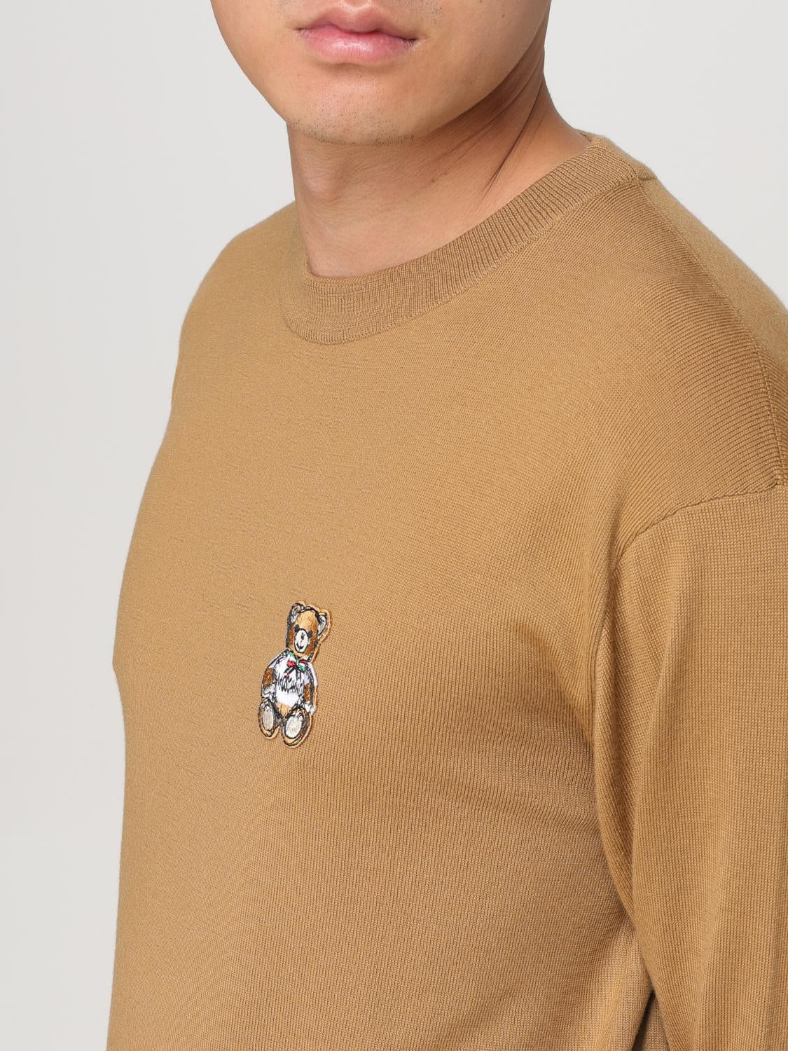 Maglia Moschino girocollo in lana con logo Teddy Bear ricamato uomo