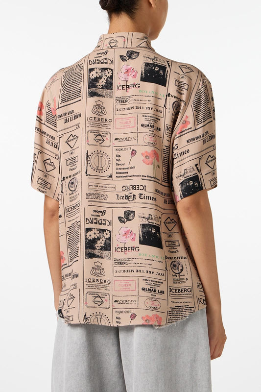 Camicia Iceberg con grafica logata all-over donna