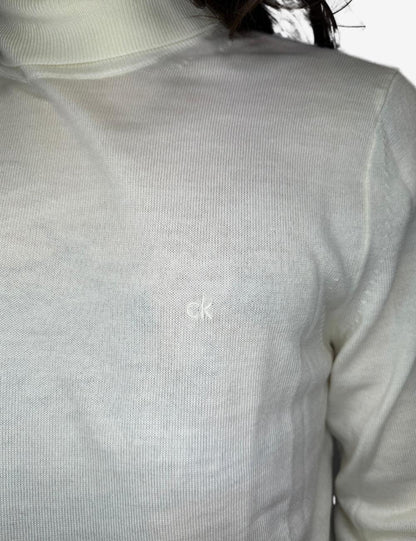 Maglia lupetto Calvin Klein in lana con ricamo uomo