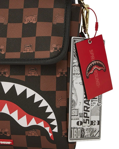 Tracolla Sprayground marrone peeking character check messanger sling