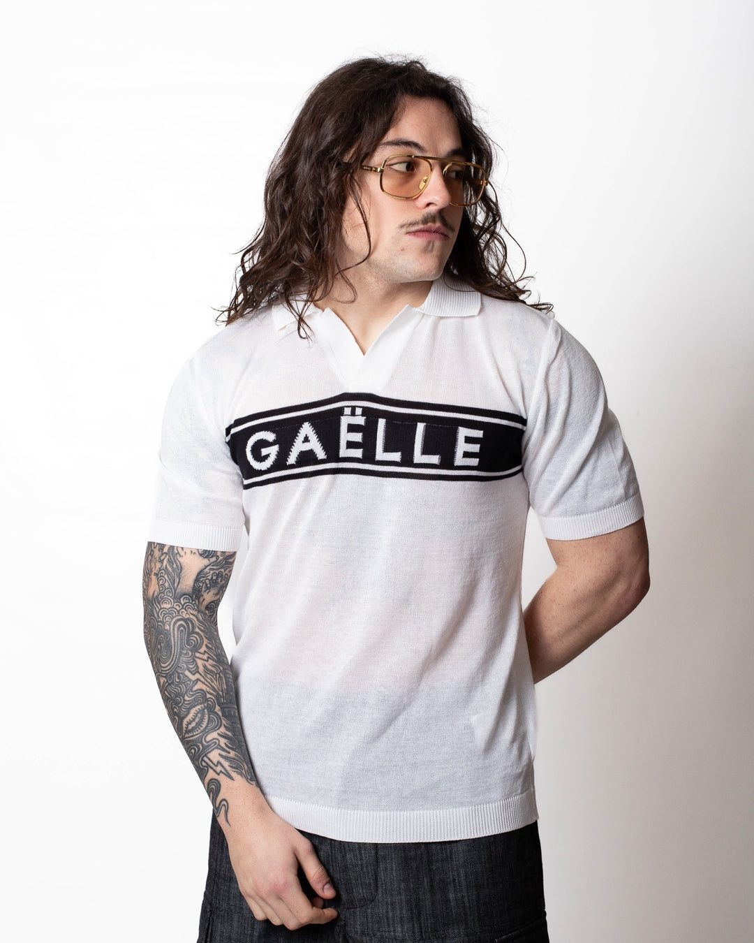 Polo Gaelle in maglia con intarsio uomo