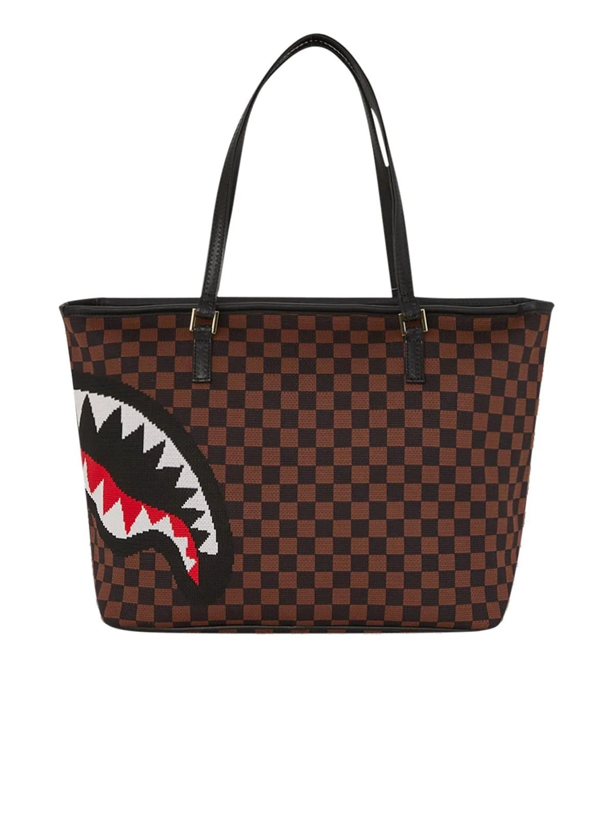 Borsa Sprayground marrone knit sharks in paris 2.0 tote