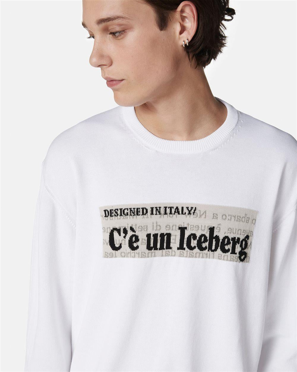 Maglia Iceberg girocollo con intarsio e fasce uomo