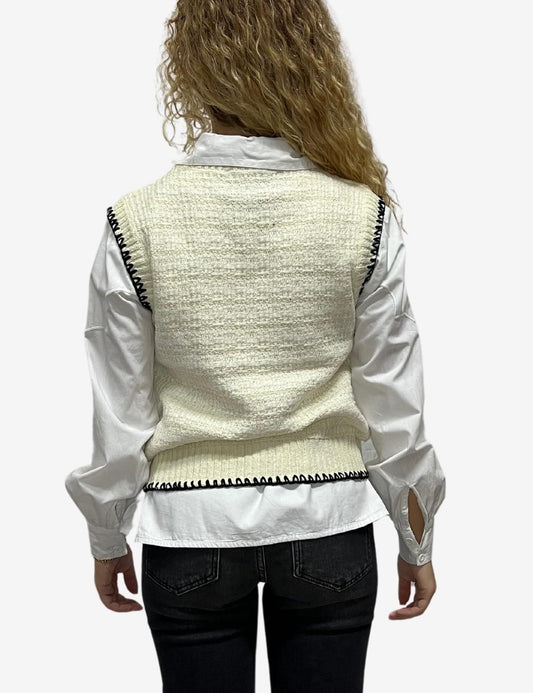 Gilet Silvian Heach in maglia con ricami a contrasto donna