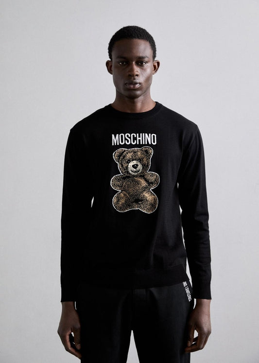 Maglia Moschino girocollo con intarsio "Teddy Bear" uomo