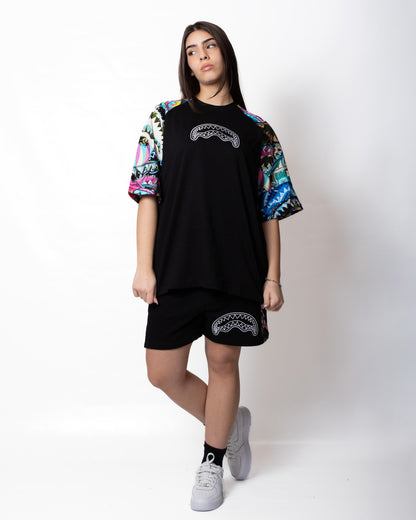 Shorts Sprayground "All the Shark Raglan" in felpa