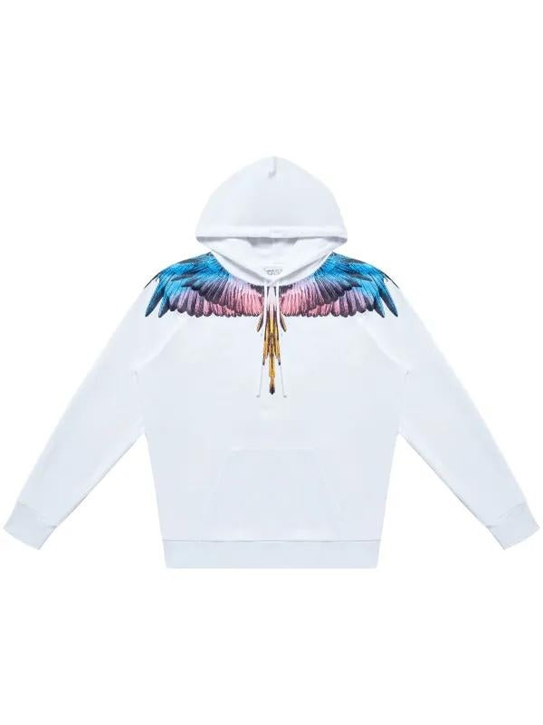 Felpa Marcelo Burlon "Icon Wings white/pink" con cappuccio uomo