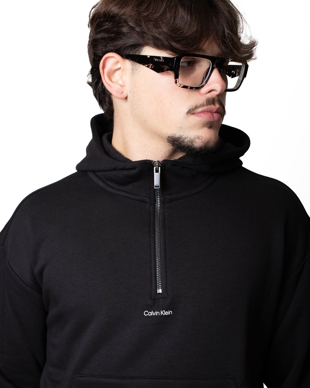 Felpa Calvin Klein mezza zip con cappuccio uomo