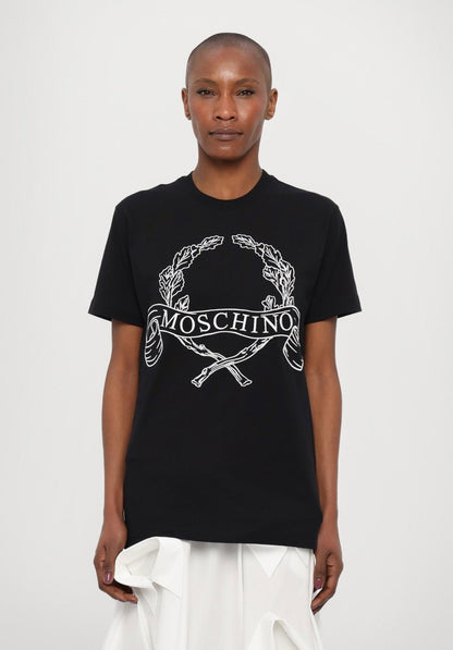 T-Shirt Moschino con maxi ricamo "Laurel Crown"